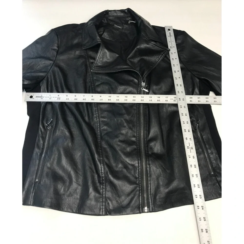 Chicos Jacket Womens Extra Large 3 Black Faux Leather Vegan Asymmetrical Moto